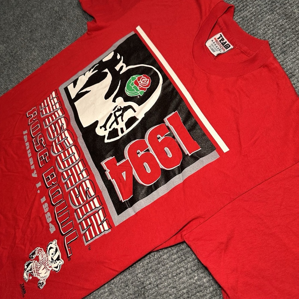 Vtg University Of Wisconsin 1994 Rose Bowl T Shirt Adult Xl Team Edition Apparel